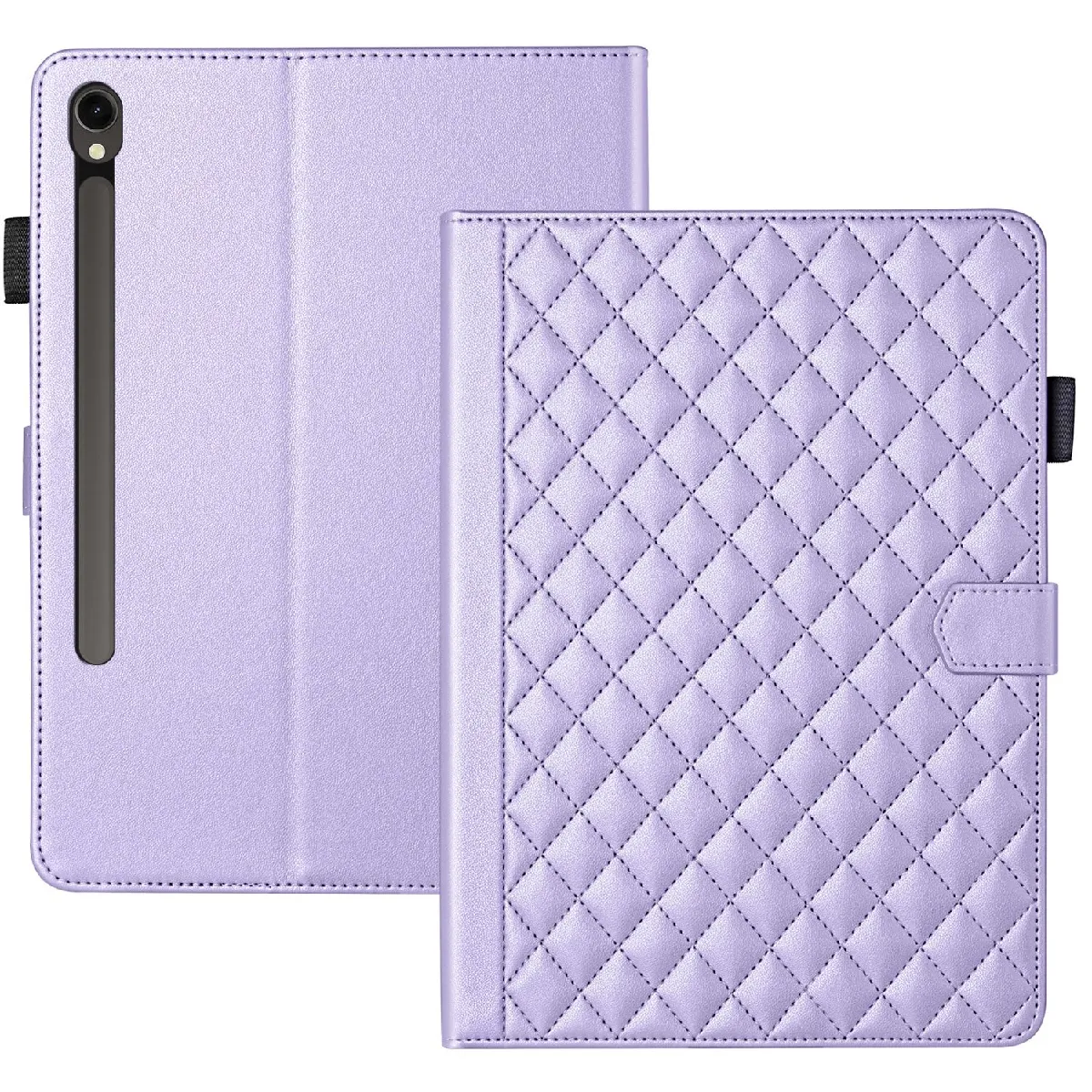 Étui de Protection pour Samsung Galaxy Tab S9/S9 FE/S10 FE 2025 TPU Souple, Motif Losange Chic et Style "Petite Robe Noire"-Violet