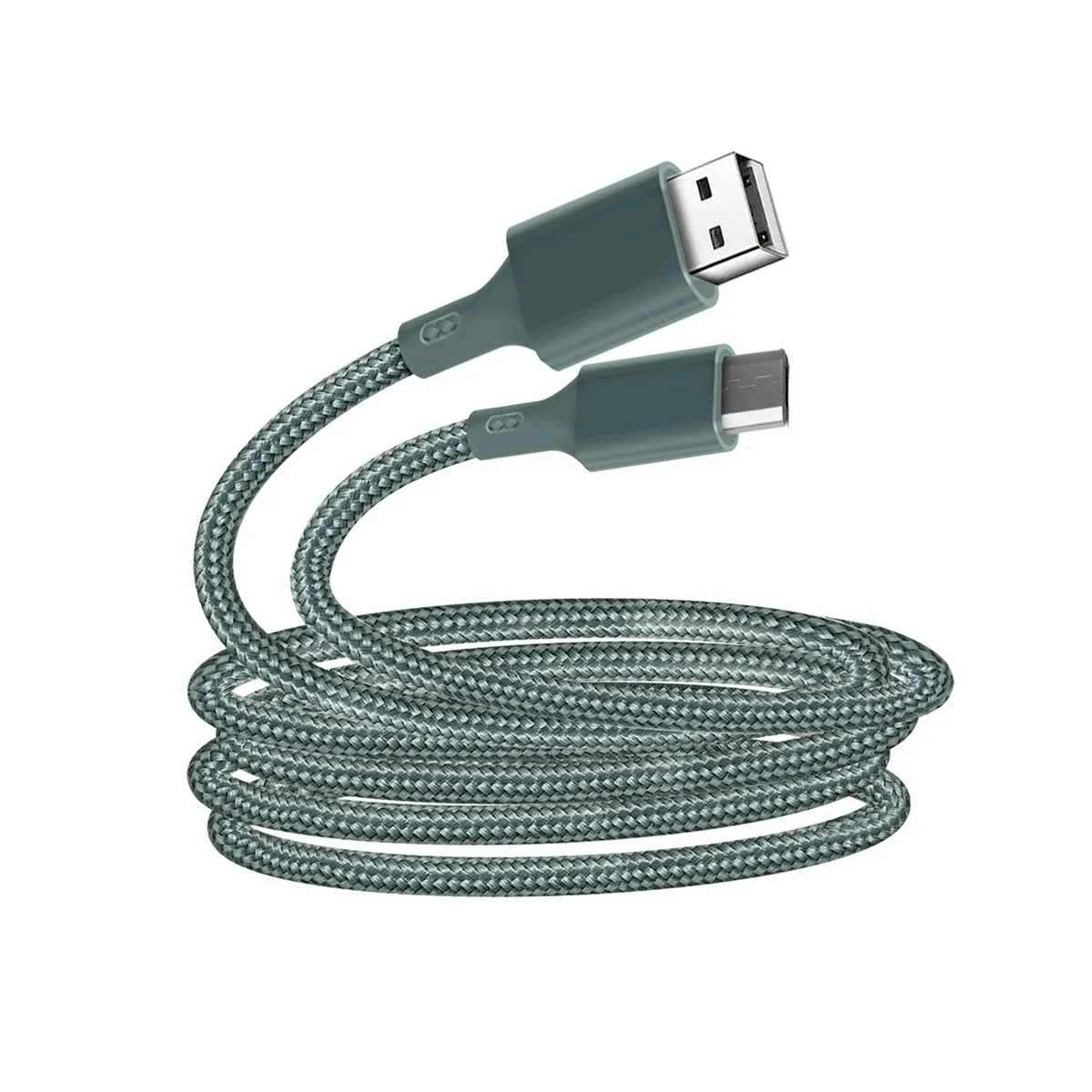 Just Green Vert Câble Micro-Usb Vers Usb-A 2.1A Compatible Fast Charge En Coton Tressé 2M