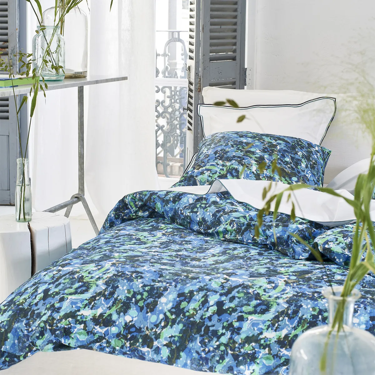 DESIGNERS GUILD  Housse de couette en Percale de coton - 140 x 200 cm - Bleu Cobalt