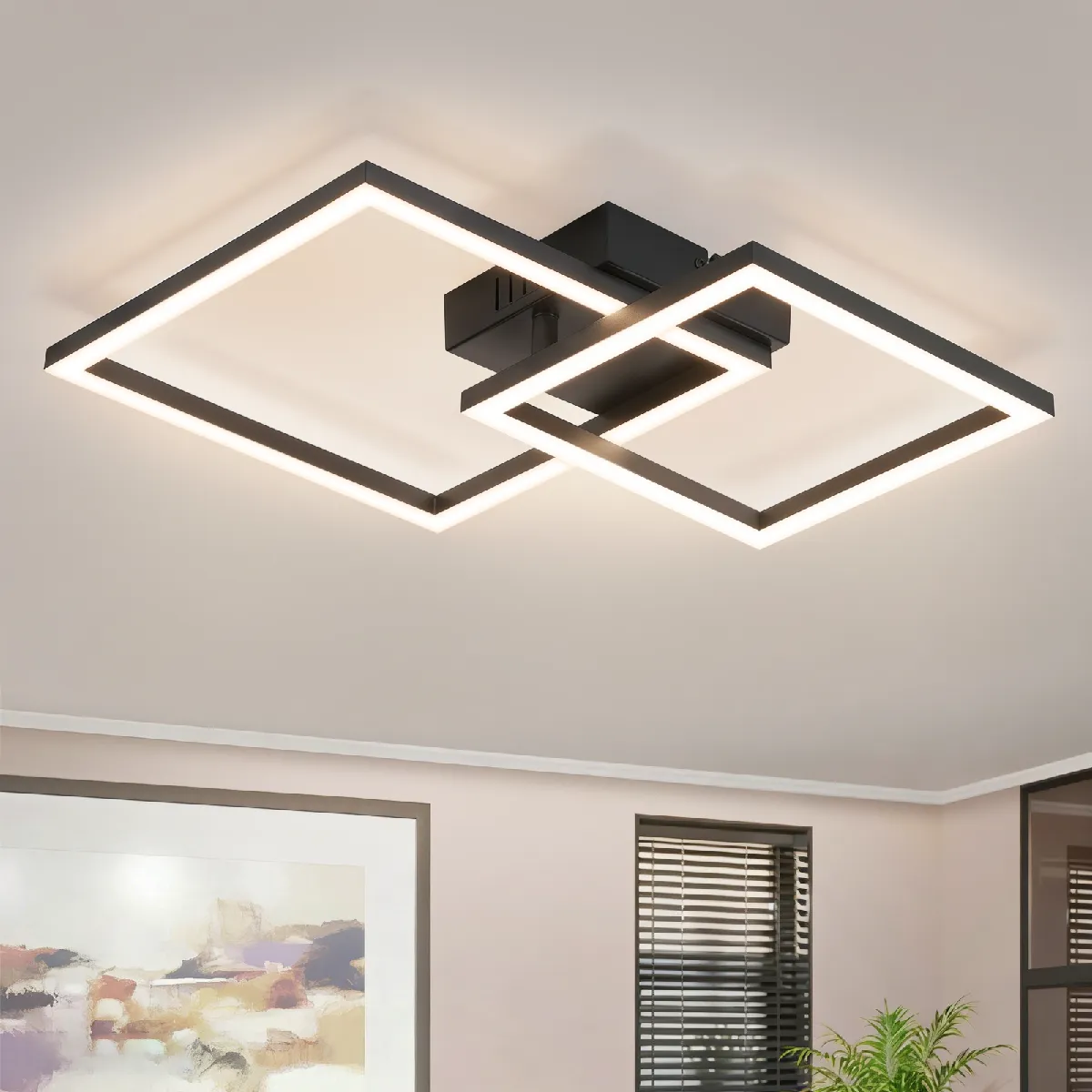 Zmh Plafonnier LED carré - Noir