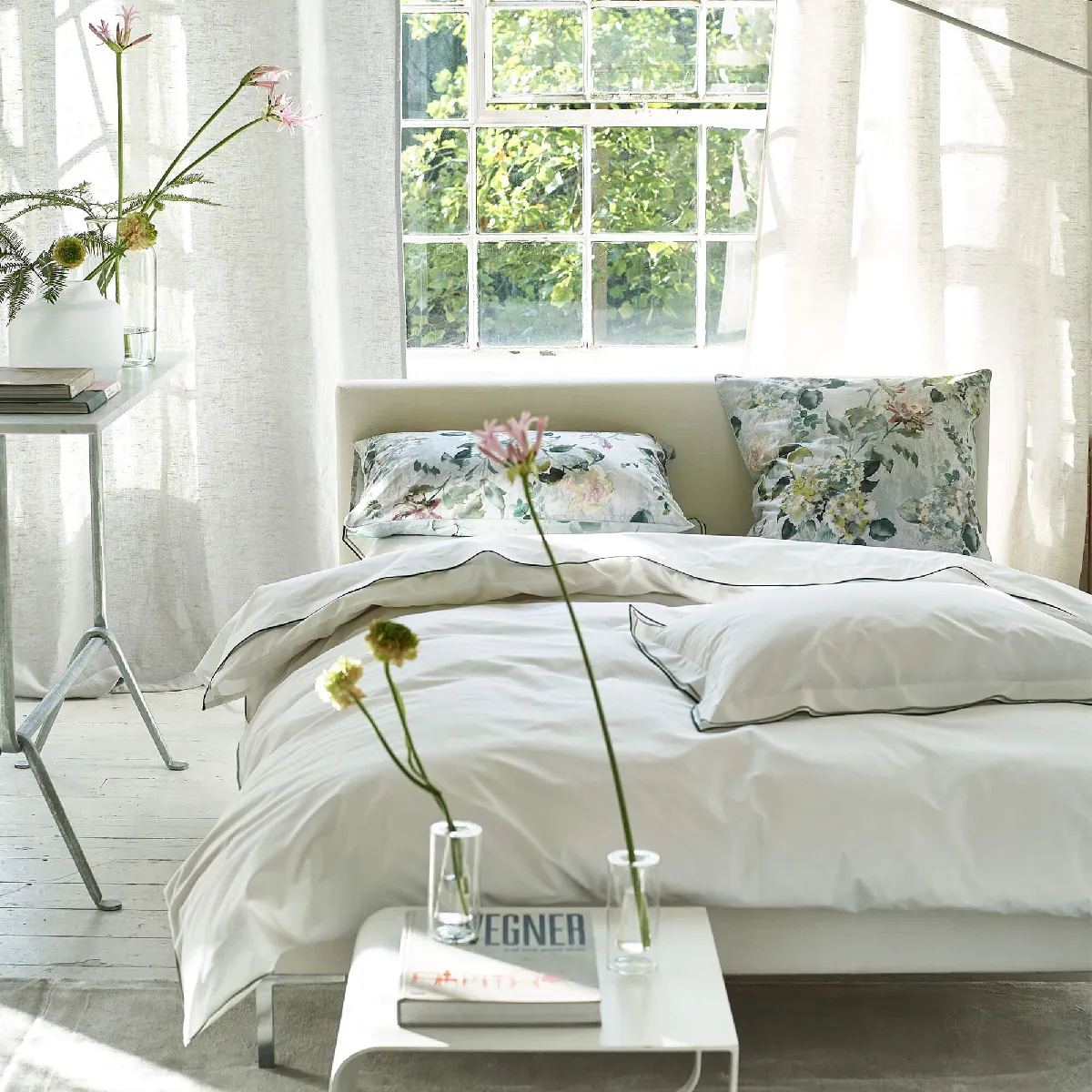 DESIGNERS GUILD  Housse de couette en Percale de coton - 140 x 200 cm - Blanc