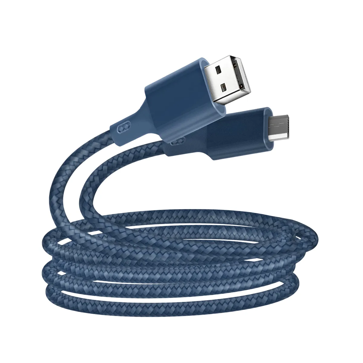 Just Green Bleu Câble Micro-Usb Vers Usb-A 2.1A Fast Charge En Coton Tressé 2M