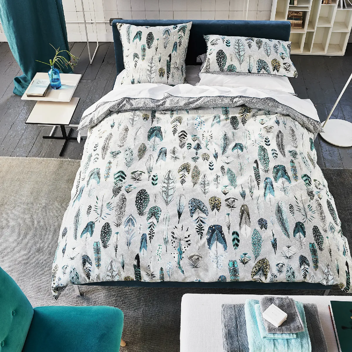 DESIGNERS GUILD  Housse de couette en Percale de coton - 200 x 200 cm - Gris