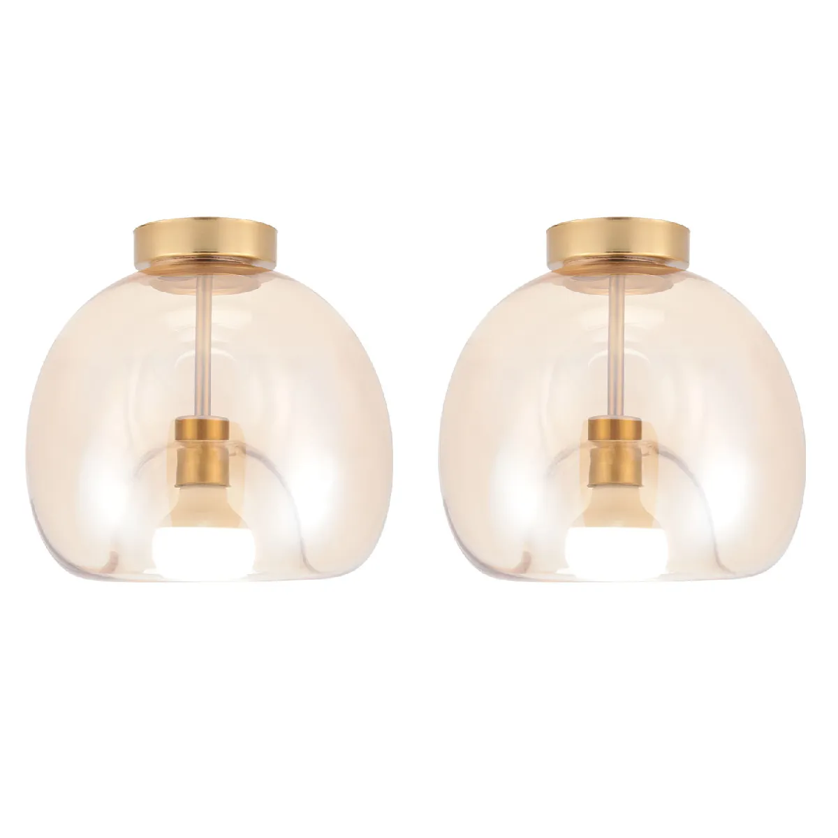 STOEX 2PCS Plafonnier En Verre Plafonnier Rond Plafonnier Rétro Lustre Moderne E27 - vue 2