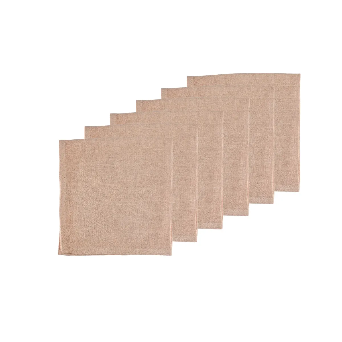 Serviette de table - 6 pièces - Lin et coton rose pâle