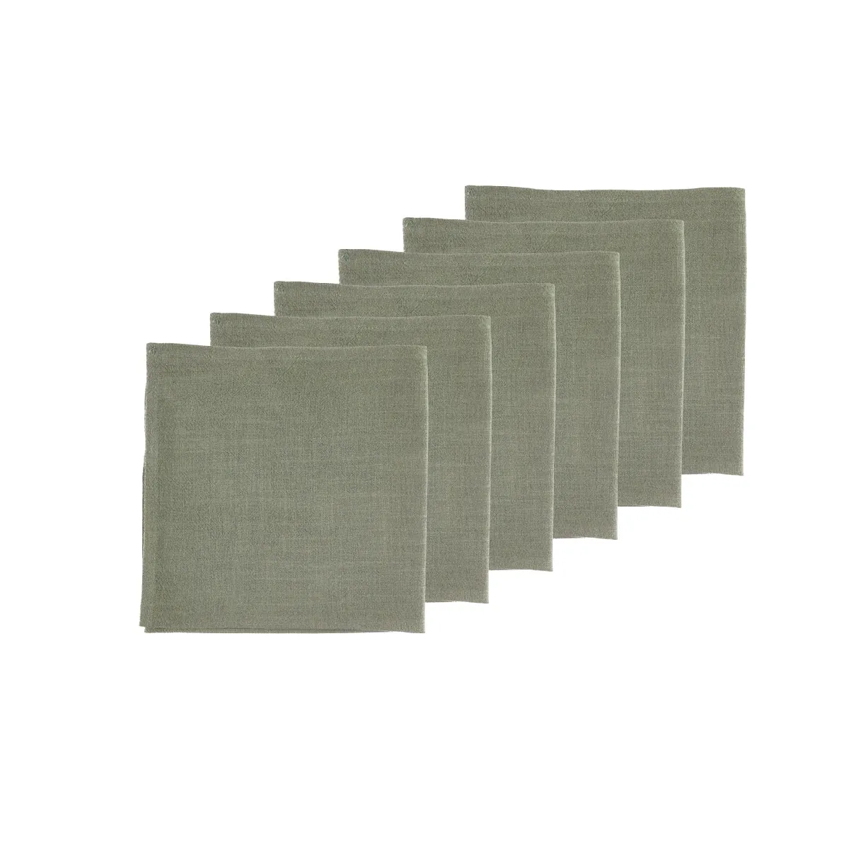 Serviette de table - 6 pièces - Lin et coton vert de gris