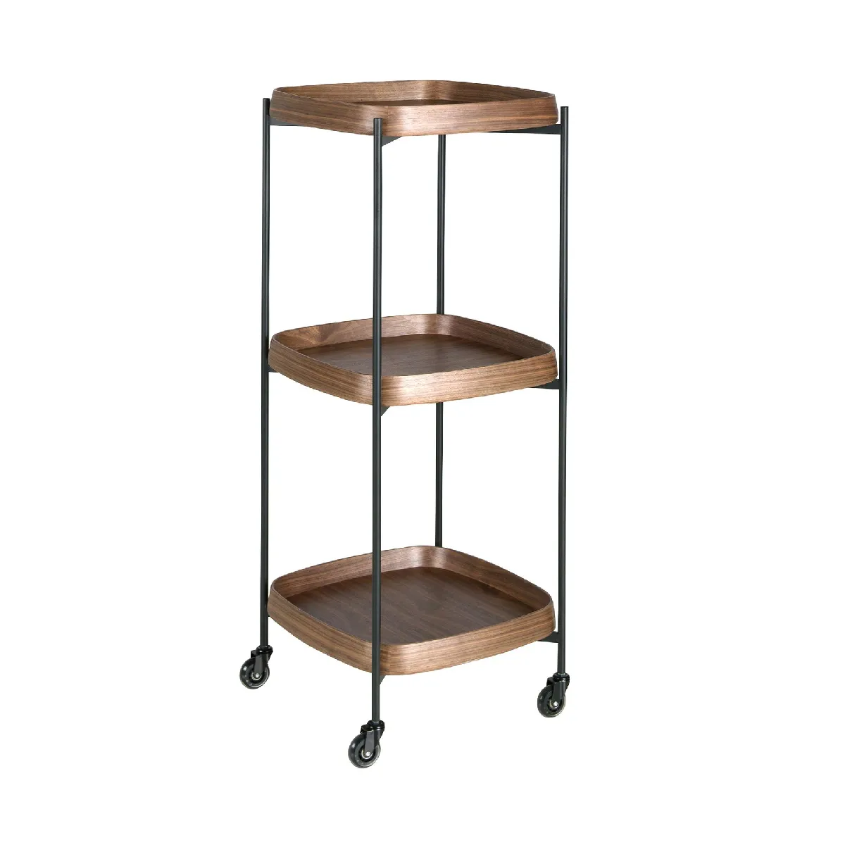 Desserte minibar en noyer et acier noir