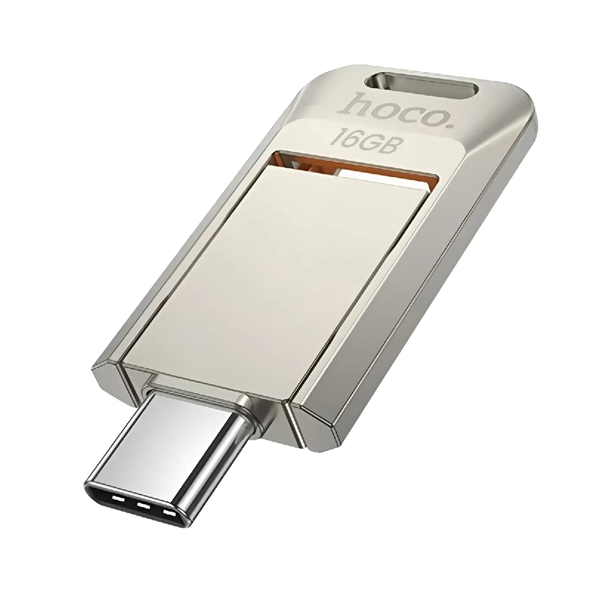 HOCO Hoko Cl&eacute; USB / USB-C 16Go pour Transfert Rapide 150Mo / s au Design Pivotant Argent