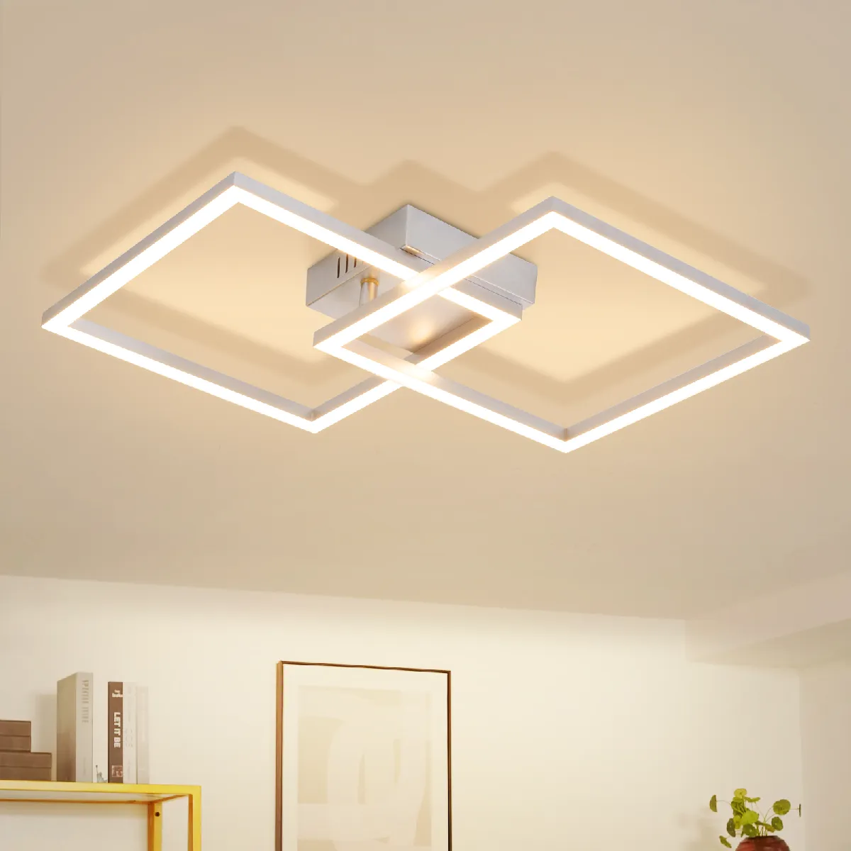 Zmh Plafonnier LED carré - Argent