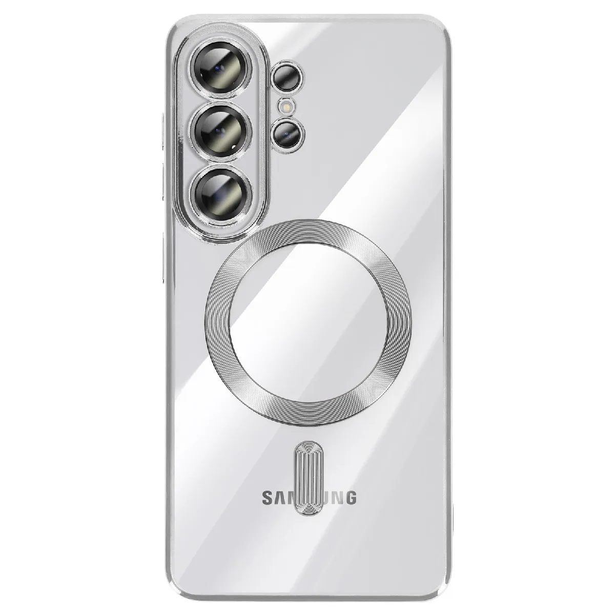 Avizar Argent Coque Pour Galaxy S26 Ultra Compatible Magsafe Avec Contour Chromé