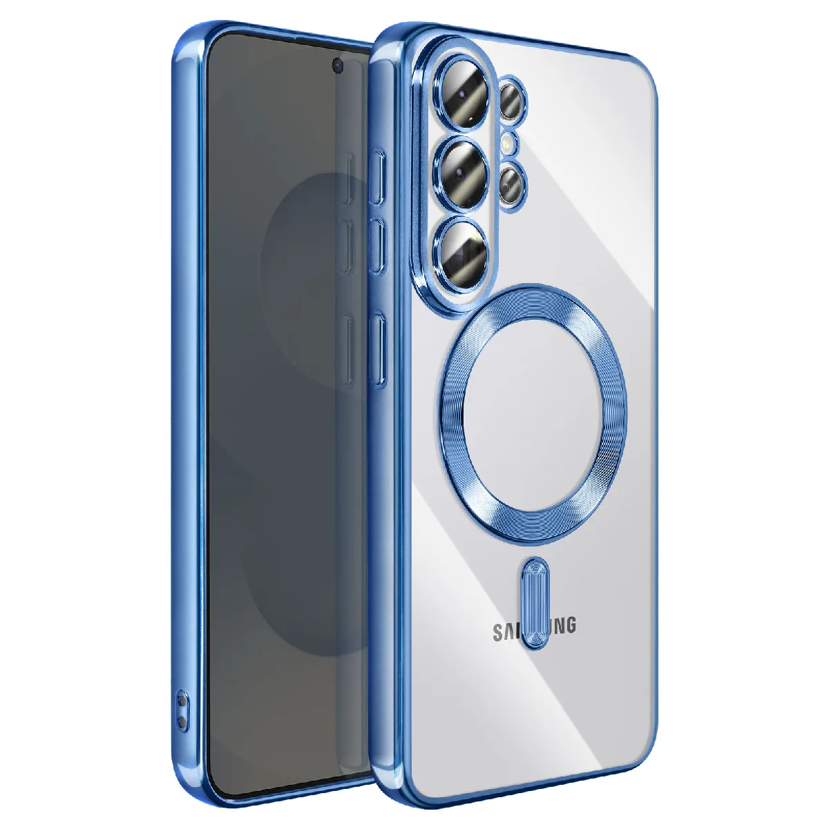 Avizar Bleu Coque Pour Galaxy S26 Ultra Compatible Magsafe Avec Contour Chromé