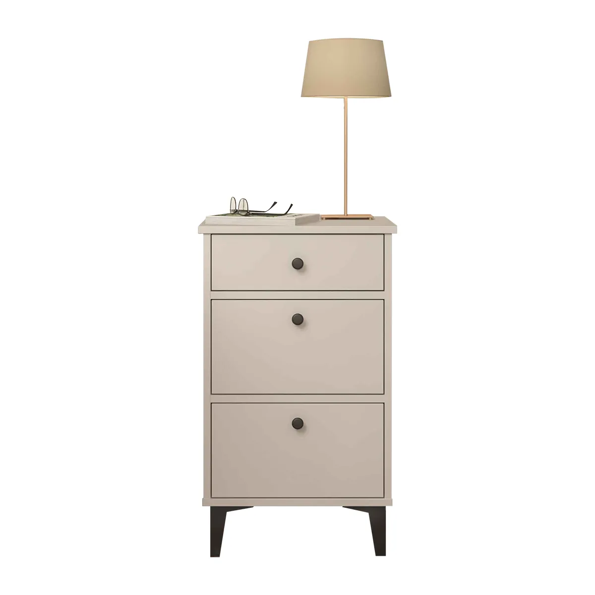 Table de chevet, table de nuit avec 3 tiroirs coloris Blanc