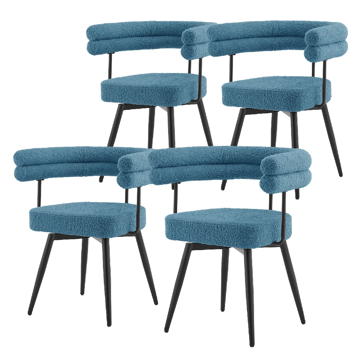 ML Design Lot de 6 Chaises Pivotantes en Tissu Teddy Pieds en métal - vue 2