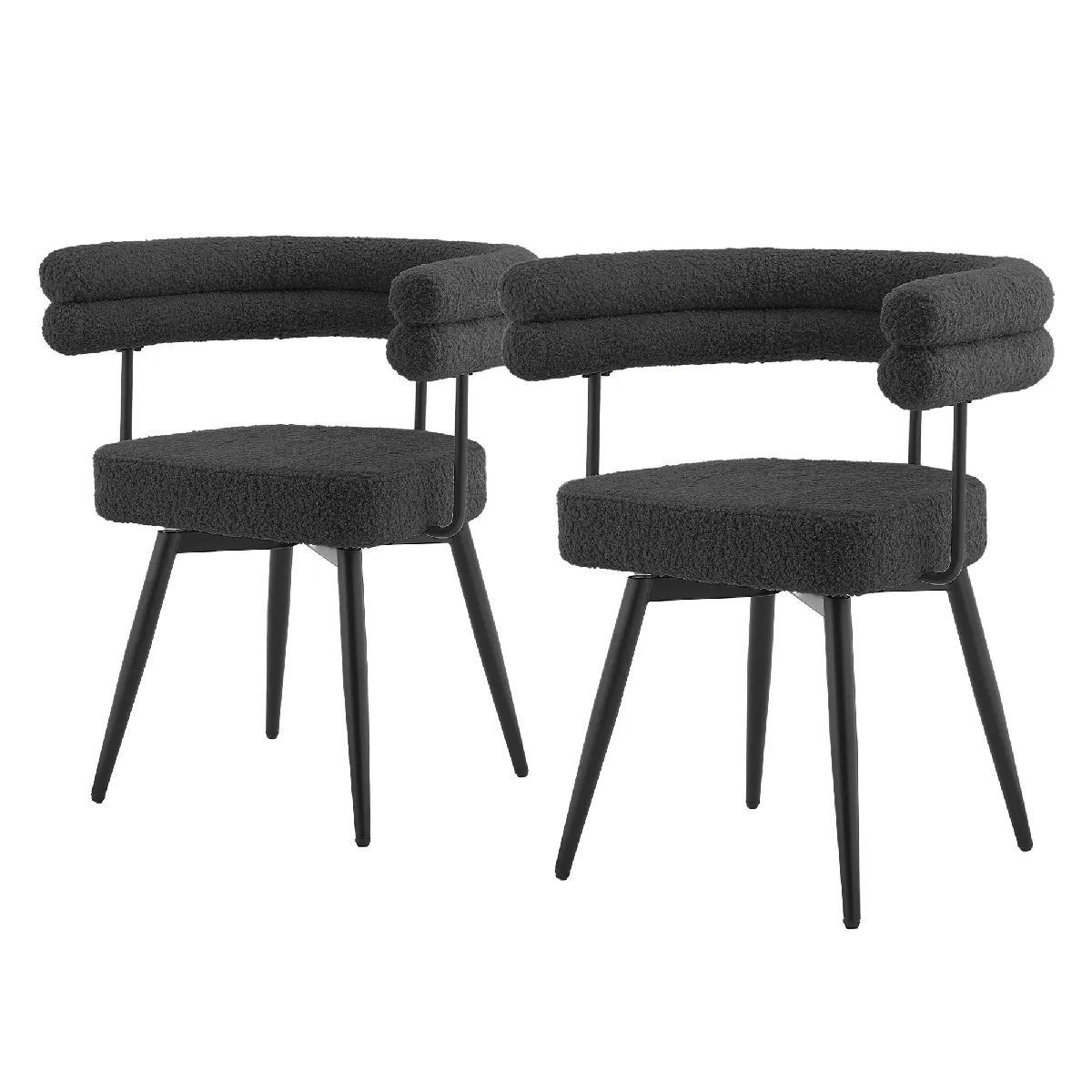 ML Design Lot de 6 Chaises Pivotantes en Tissu Teddy Pieds en métal - vue 6