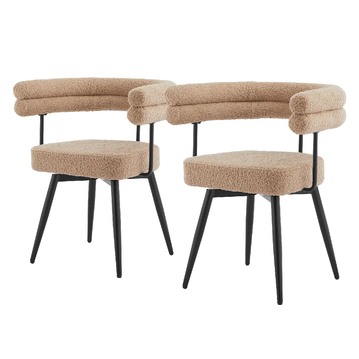 ML Design Lot de 6 Chaises Pivotantes en Tissu Teddy Pieds en métal - vue 10