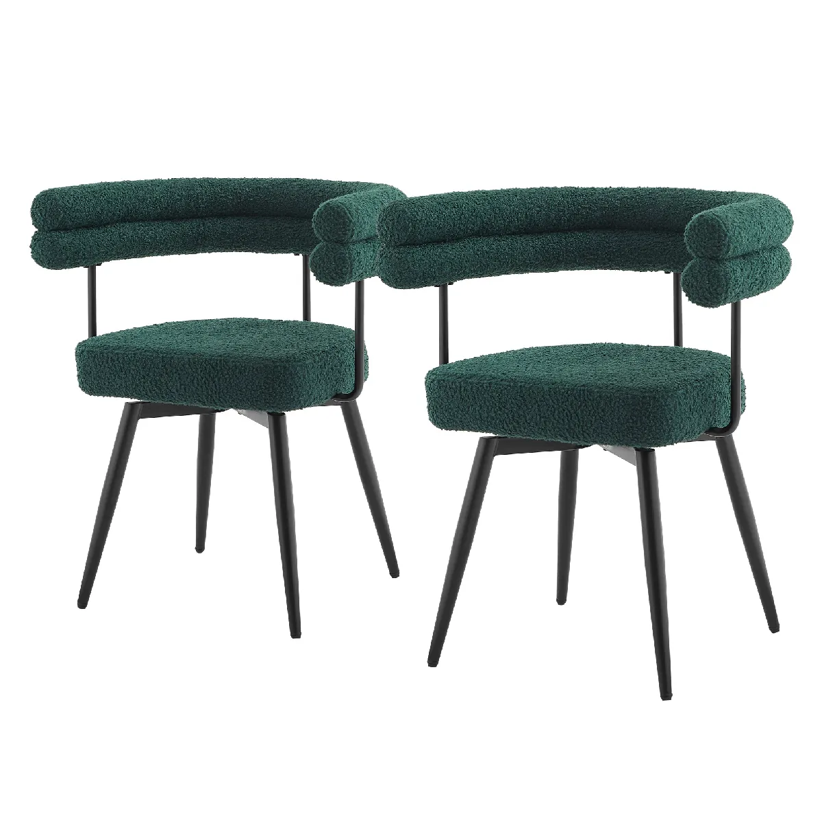 ML Design Lot de 6 Chaises Pivotantes en Tissu Teddy Pieds en métal - vue 5