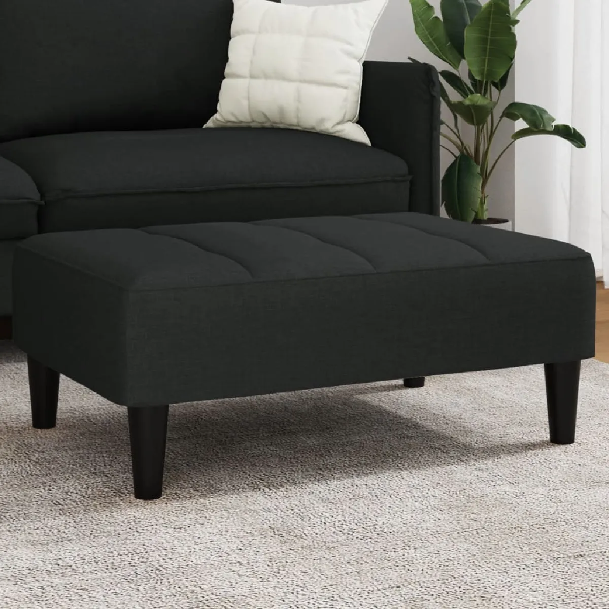 VIDAXL - Tabouret - Velours - Noir - 77x55x31 cm - Image 2