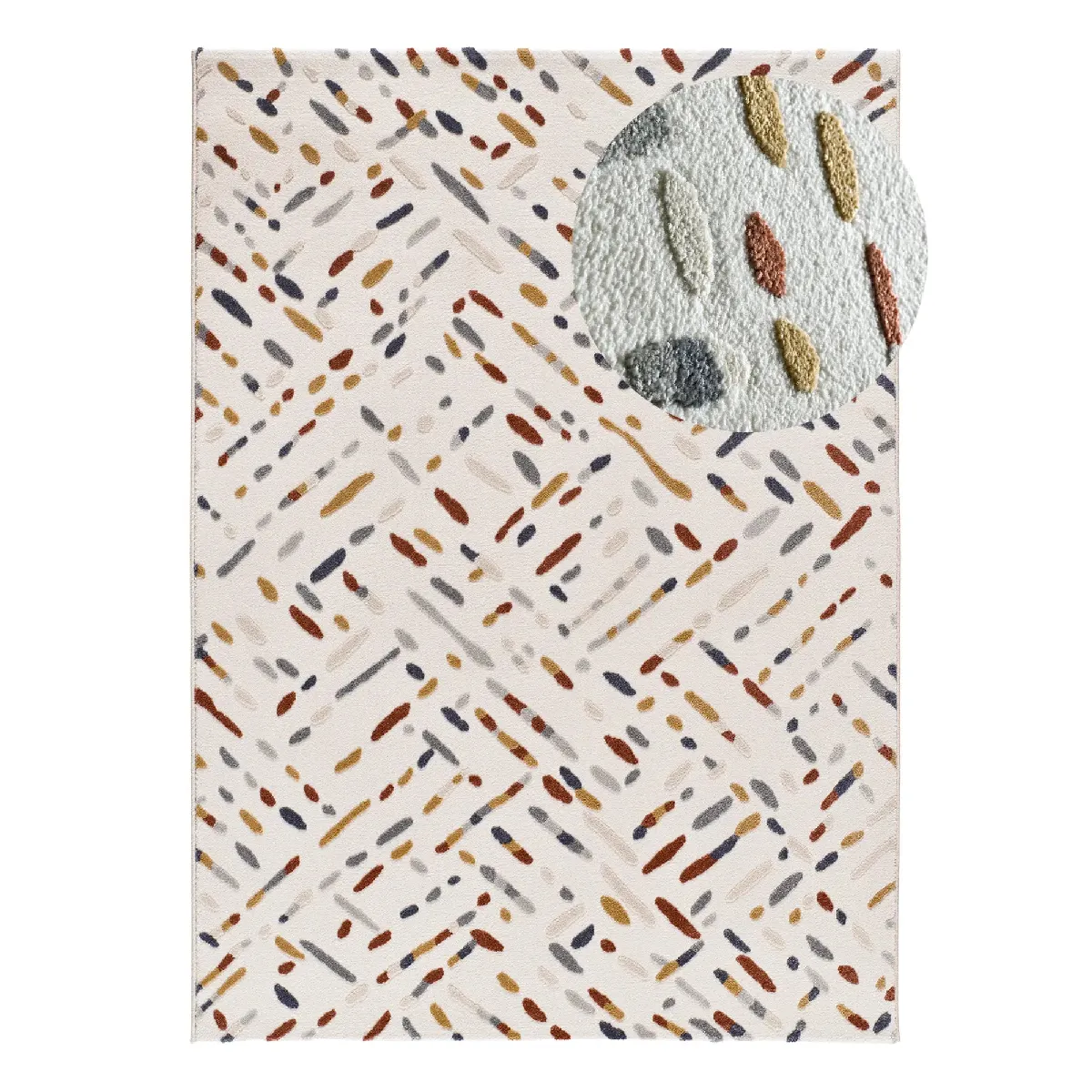 ATTICGO Tapis géométrique à relief AMARA crème 133x190 cm