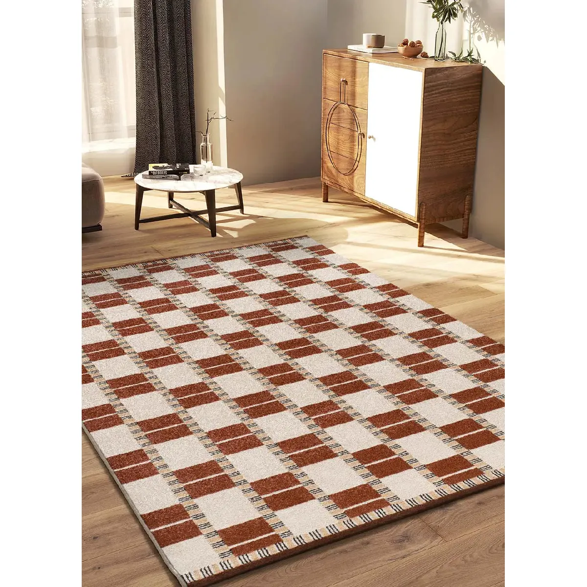 ATTICGO Tapis géométrique ASTRA rouille 133x190 cm - vue 3