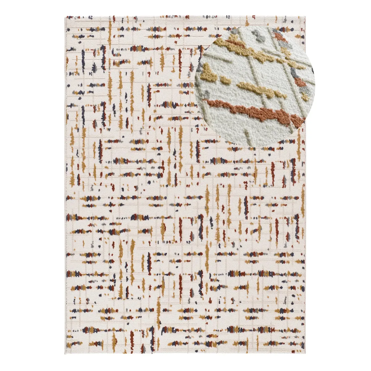ATTICGO Tapis géométrique à relief AMARA crème 133x190 cm - vue 2