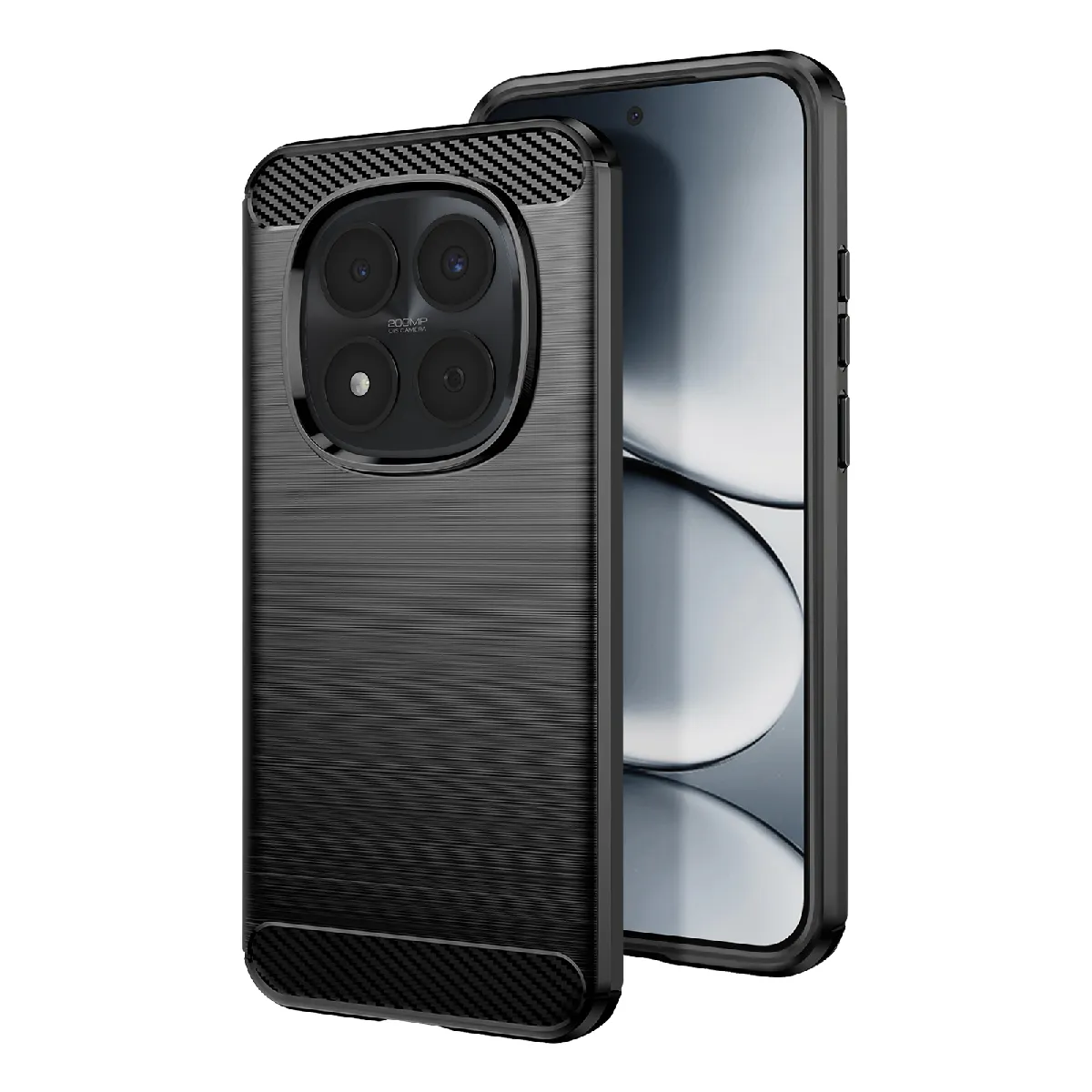 Avizar Noir Coque Pour Redmi Note 15 Pro 5G En Silicone Effet Carbone Texture Brossée