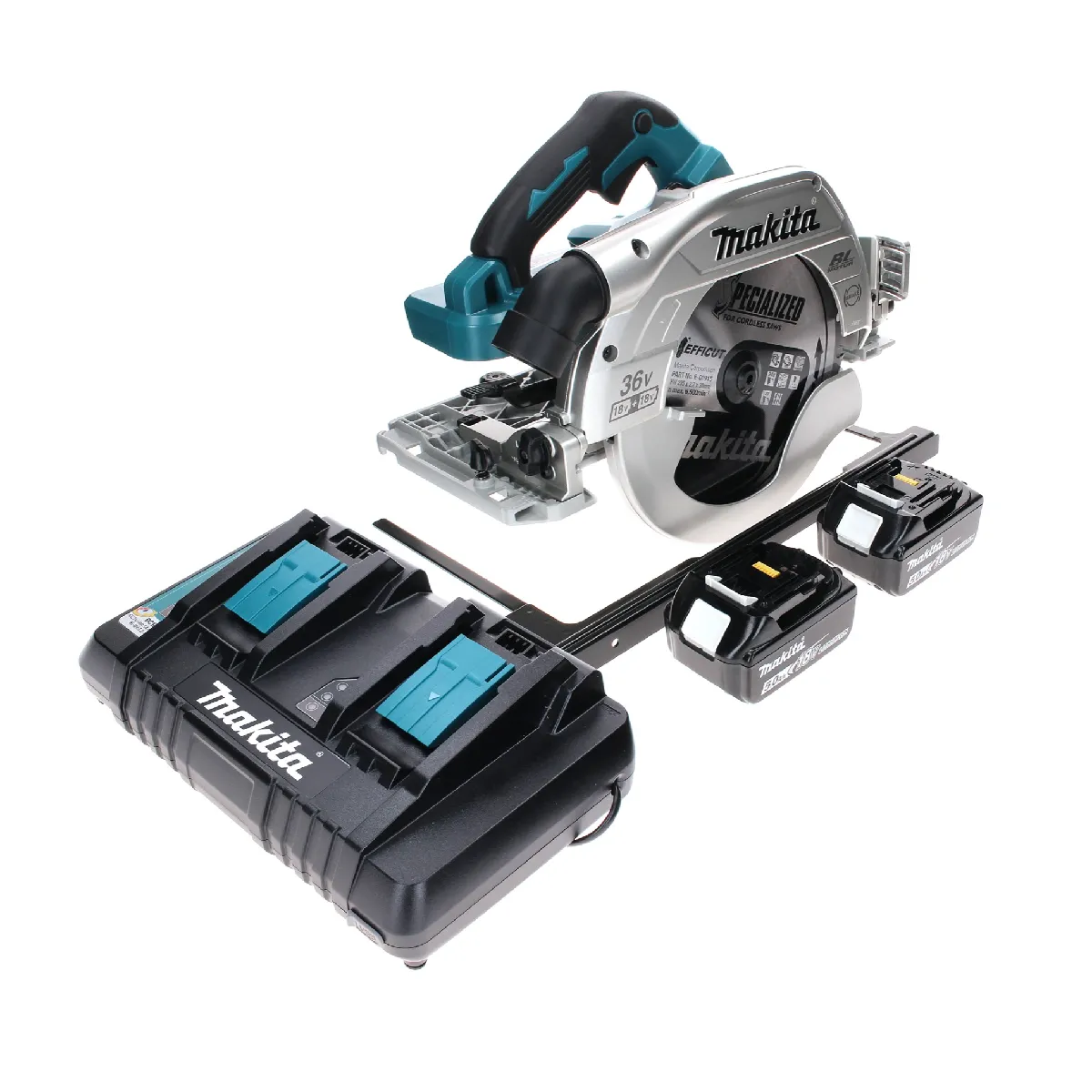 Scie circulaire 235 mm sur accu LXT 2x18V + 2x BL1850B + 1x DC18RD + coffre. Unité AWS Bluethooth non inclus. DHS900PT2 - vue 6