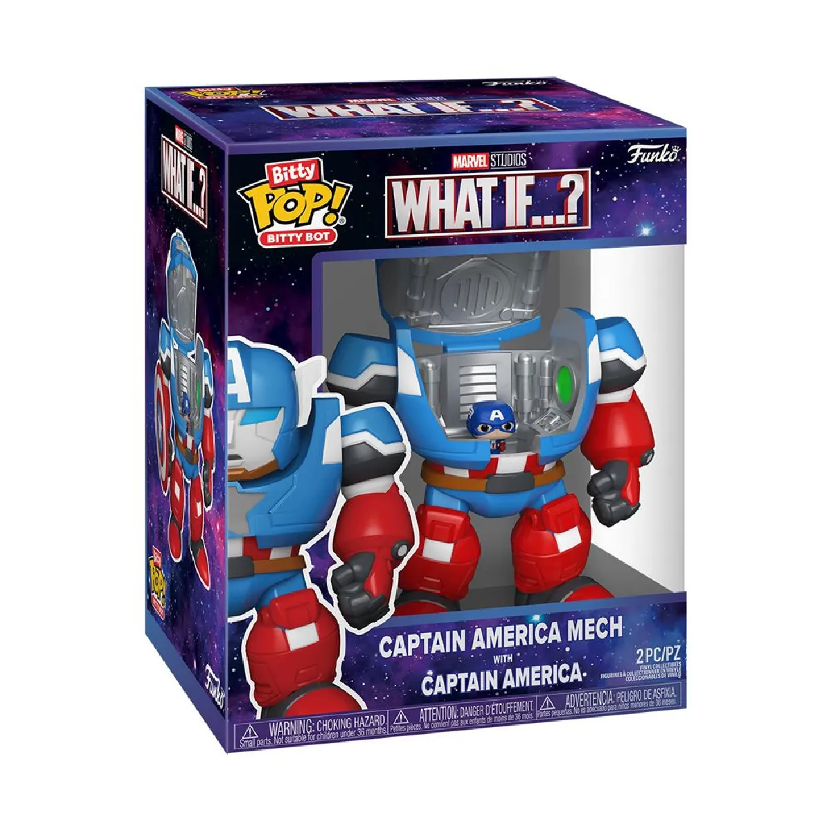 Pack 2 Figurines Funko Bitty Bot Marvel Wi Captain America Mech with Captain America - vue 2