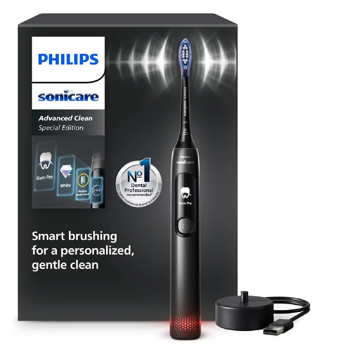 Philips Noir Sonic Electric Toothbrush Hx3792/11 Brossage En Profondeur - Neuf - Image 3