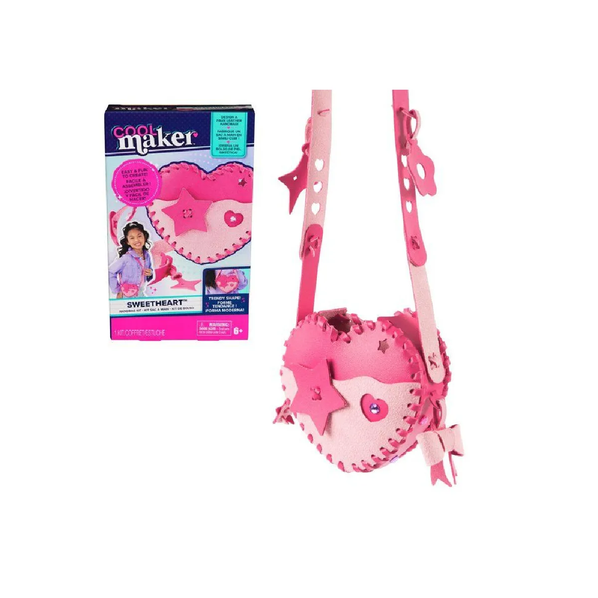 Kit sac cœur faux cuir à coudre et décorer 6+