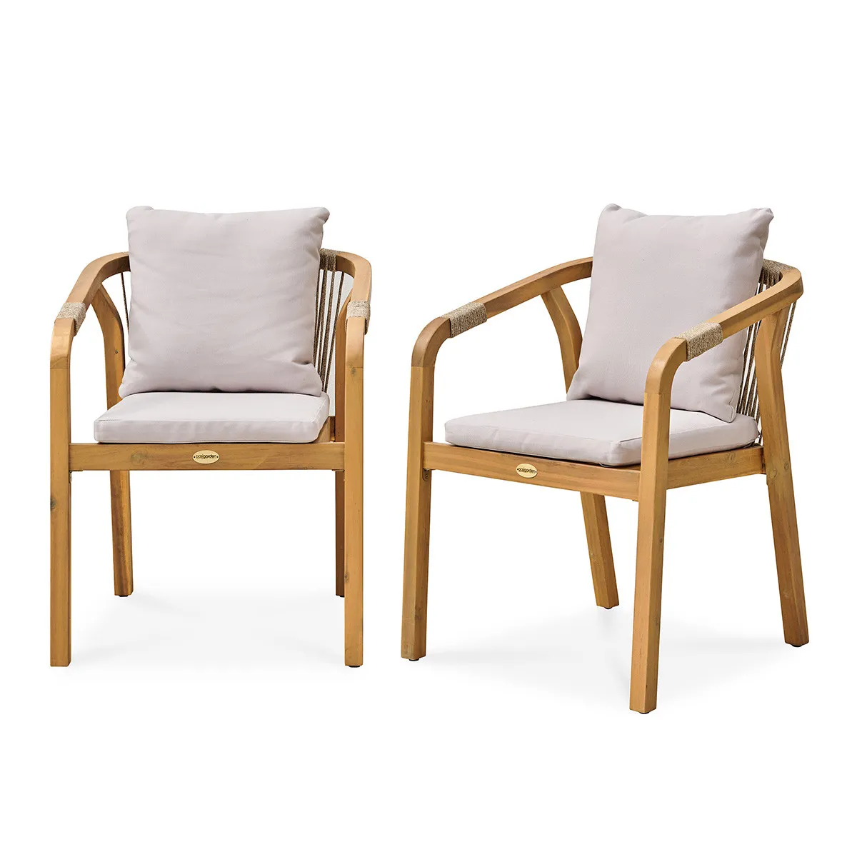 Lot de 2 Fauteuils de Jardin Serena 75cm Naturel
