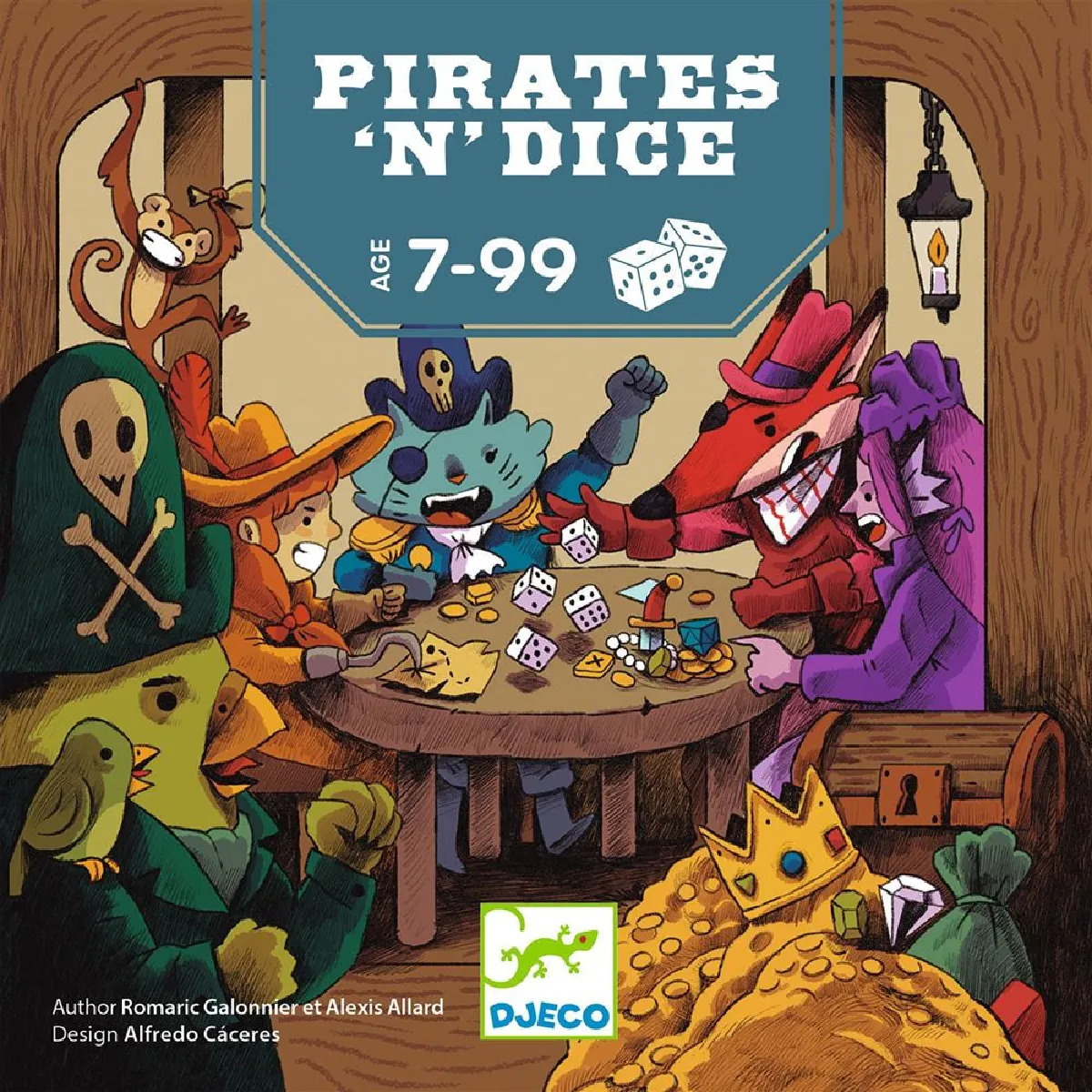 DJECO Pirates 'n' Dice DJ00830 Jeu de d&eacute;s et paris familial 2-6 joueurs