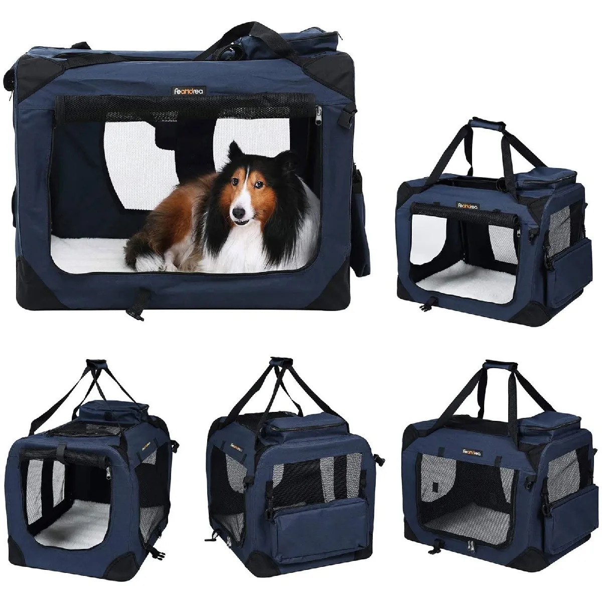Meilleurs prix pour Sac de transport pour chien pliable 81 x 58 x 58 cm bleu foncé 12_0001244