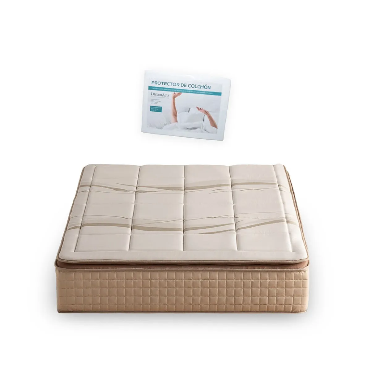 Pack Protège-matelas Coton 180 + Matelas PREMIUM Ressorts ensachés 180x200, 31 cm, CALYPSO