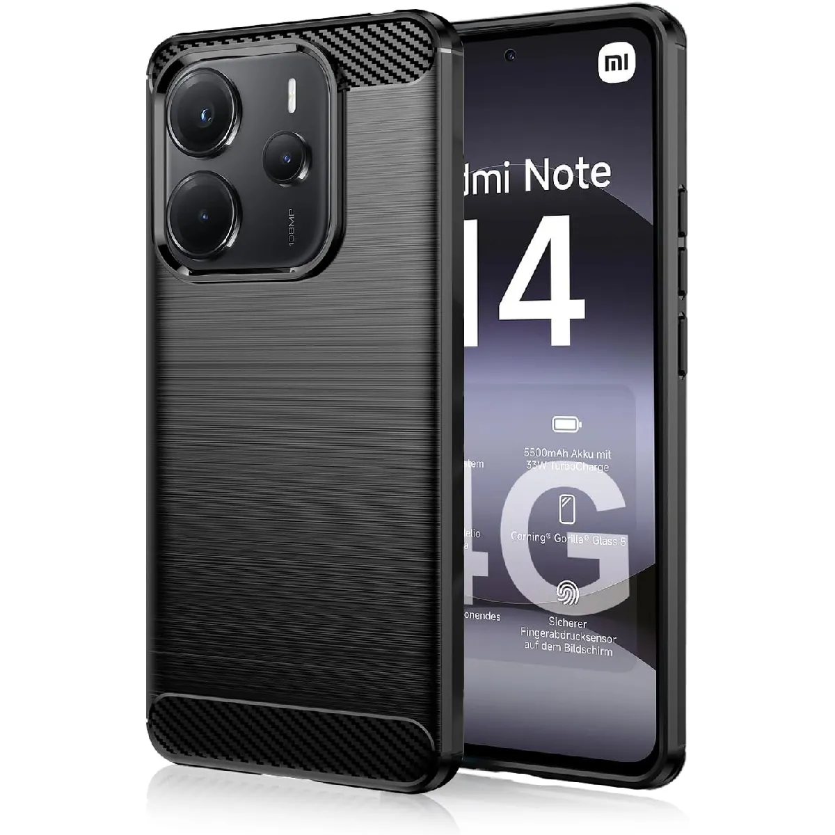 Xeptio Noire Coque Protection Style Carbone Pour Xiaomi Redmi Note 15 4G Souple Antichoc