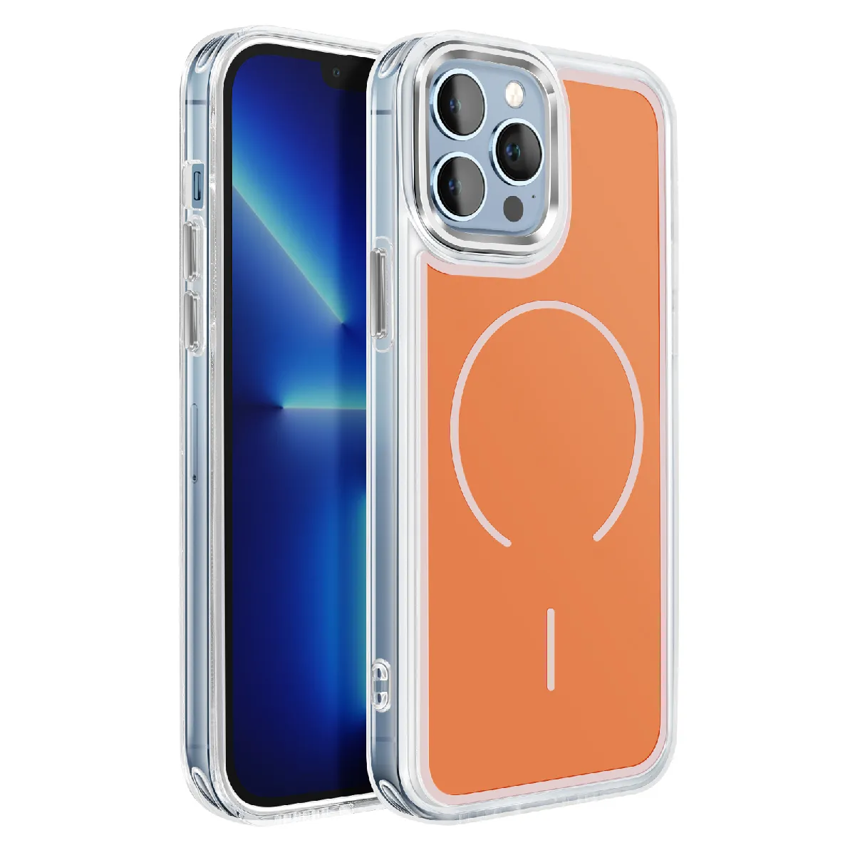 Avizar Orange Coque Magsafe Pour Iphone 13 Pro Max Conception Hybride Renforcé