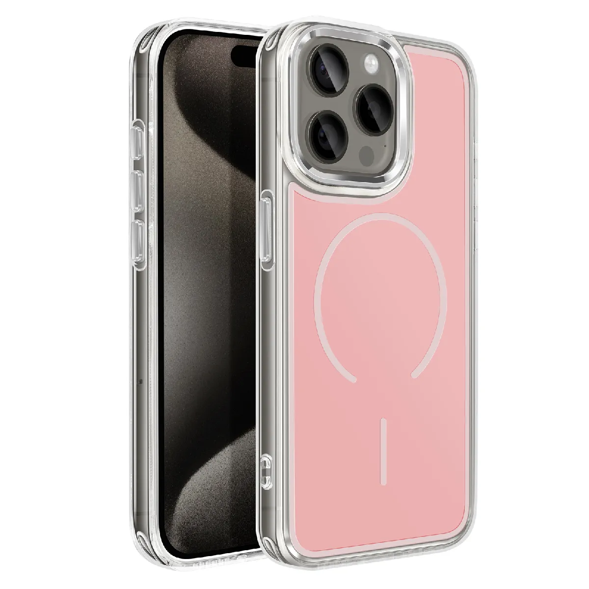 Avizar Rose Coque Magsafe Pour Iphone 15 Pro Conception Hybride Renforcé