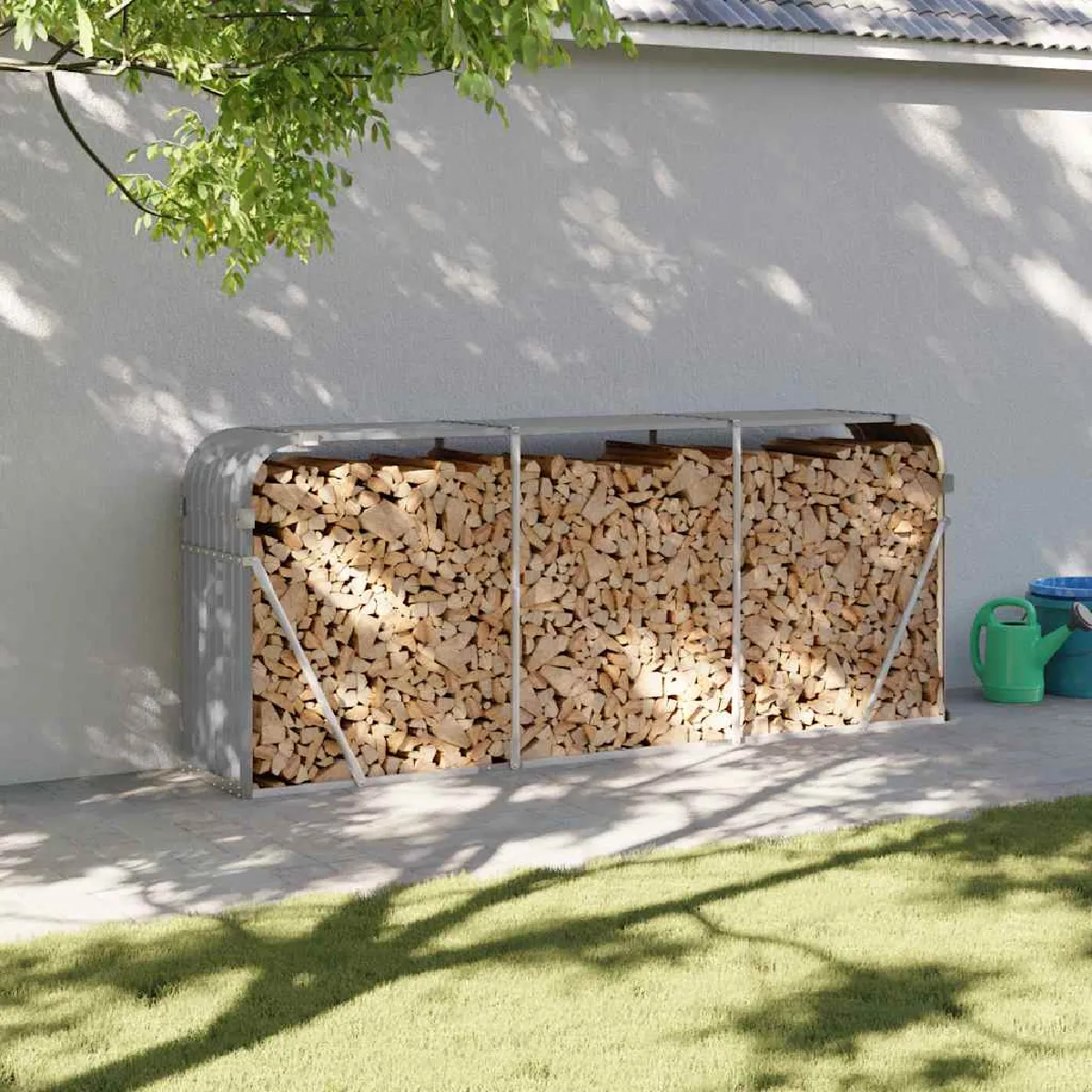 vidaXL Porte bûches 234x45x100 cm acier galvanisé 364595 - vue 3