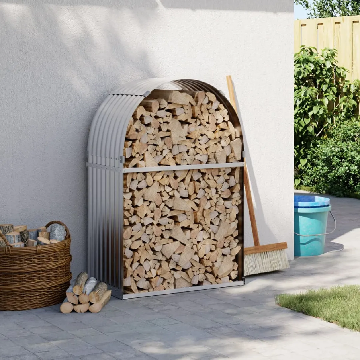 Porte bûches Acier galvanisé 80x45x120 cm Rangement extérieur Mixte - vue 2