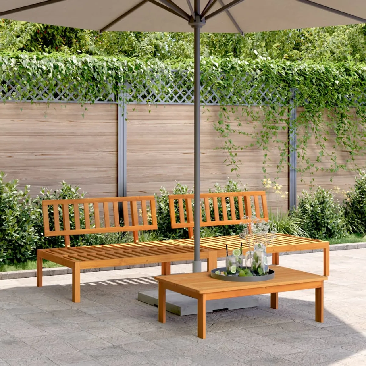 vidaXL Canapés centraux palette de jardin 2 pcs bois massif d'acacia canapé de jardin siège de jardin siège d'extérieur 3209433 - vue 2
