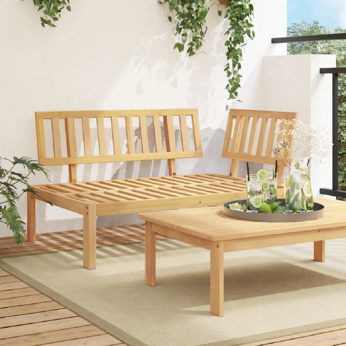 vidaXL Canapé d'angle palette de jardin bois massif d'acacia