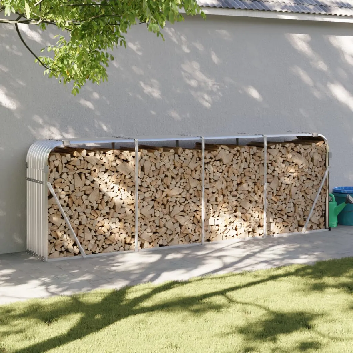 vidaXL Porte bûches 300x45x100 cm acier galvanisé 364576 - vue 3