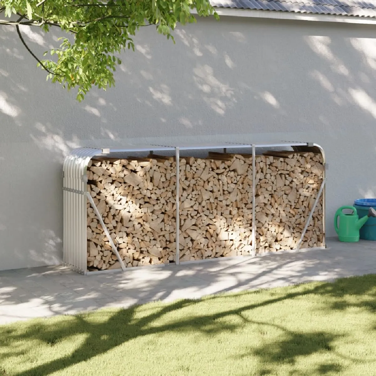 vidaXL Porte bûches 234x45x100 cm acier galvanisé 364595 - vue 5