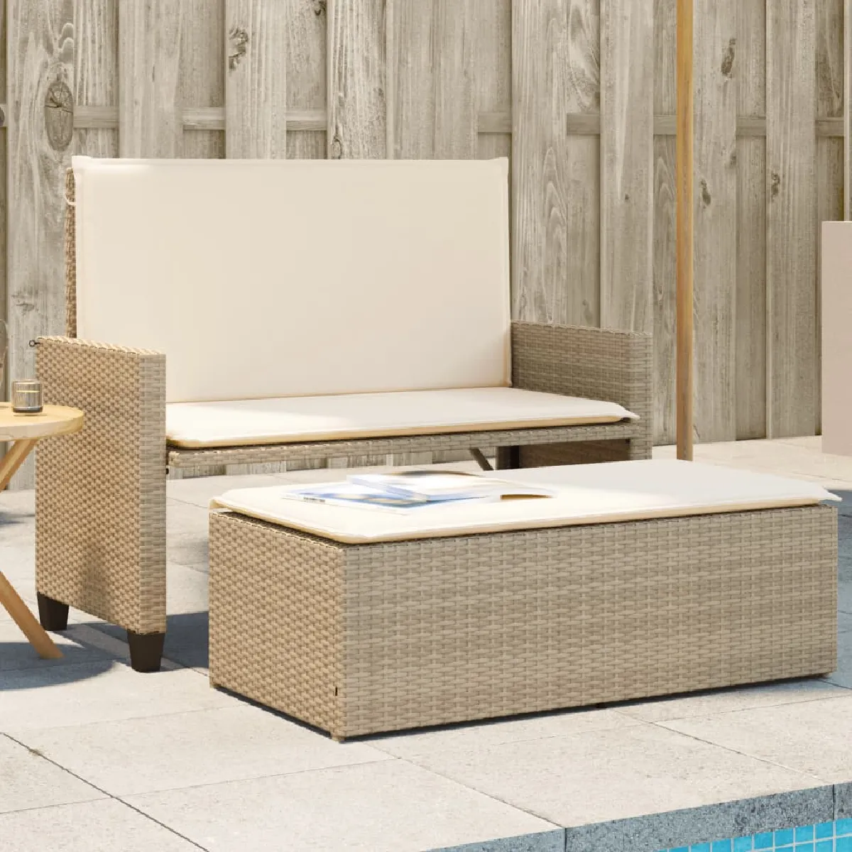 Banc de jardin VIDAXL Convertible en canapé lit Coussins confortables Polyrotin - vue 2