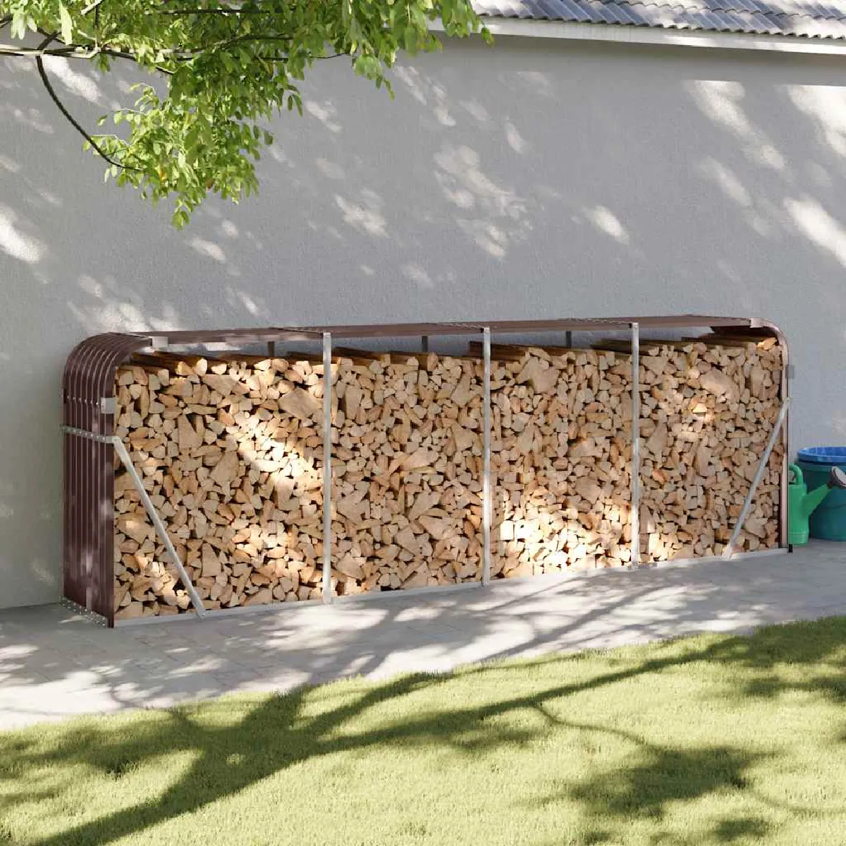 vidaXL Porte bûches 300x45x100 cm acier galvanisé 364576 - vue 4