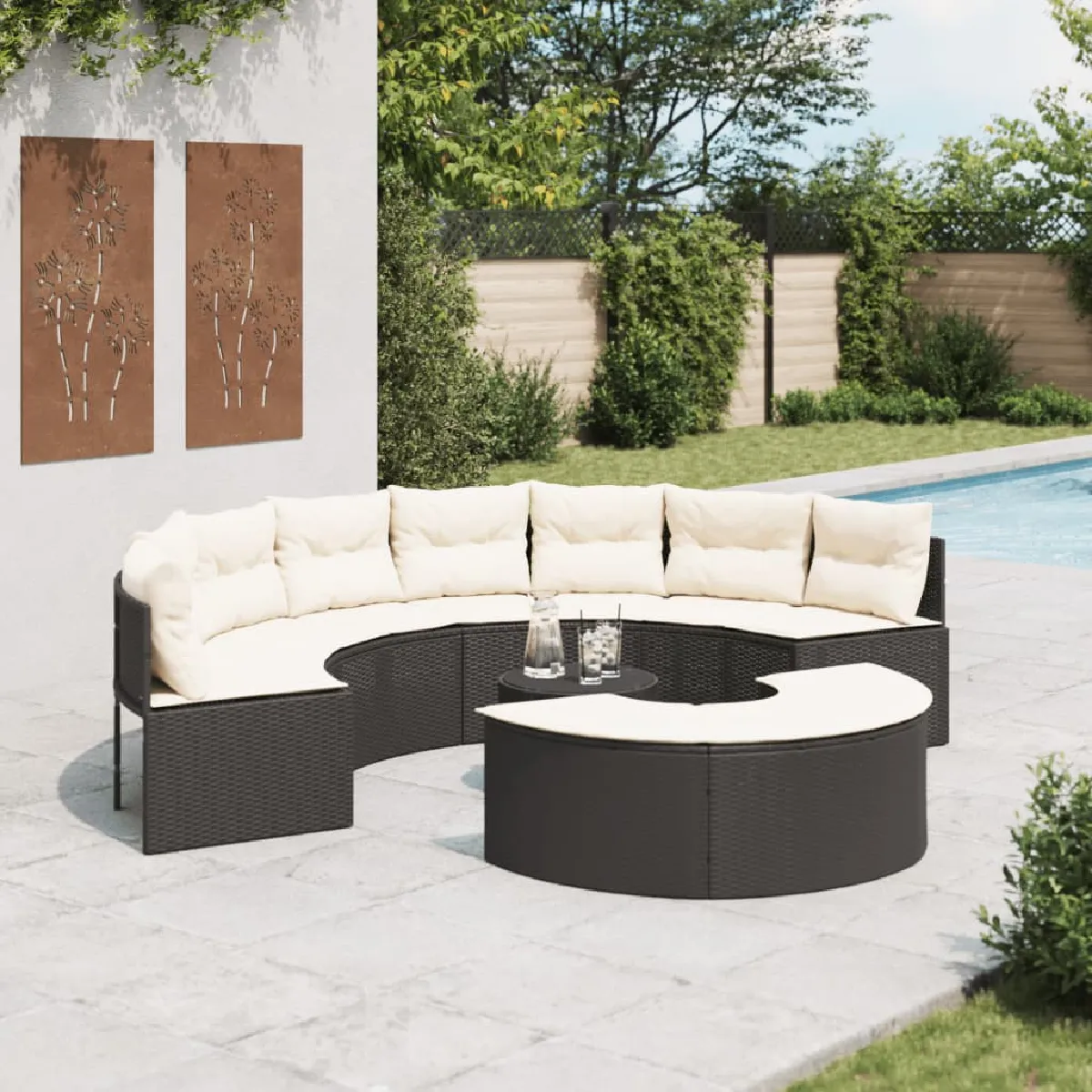 vidaXL Salon de jardin 3 pcs résine tressée Demi rond - vue 2