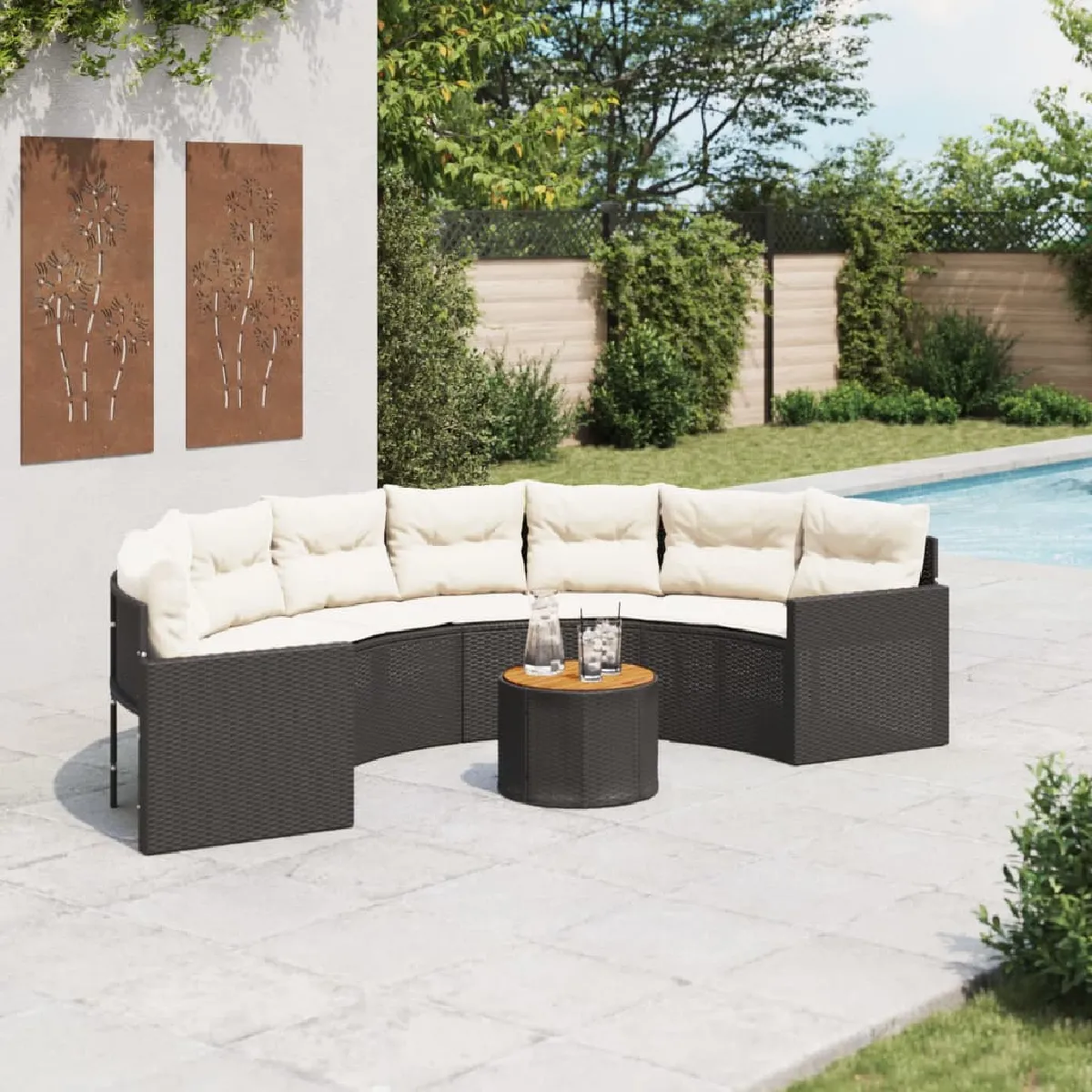 VidaXL Salon de jardin demi rond 2 pièces résine tressée - vue 7