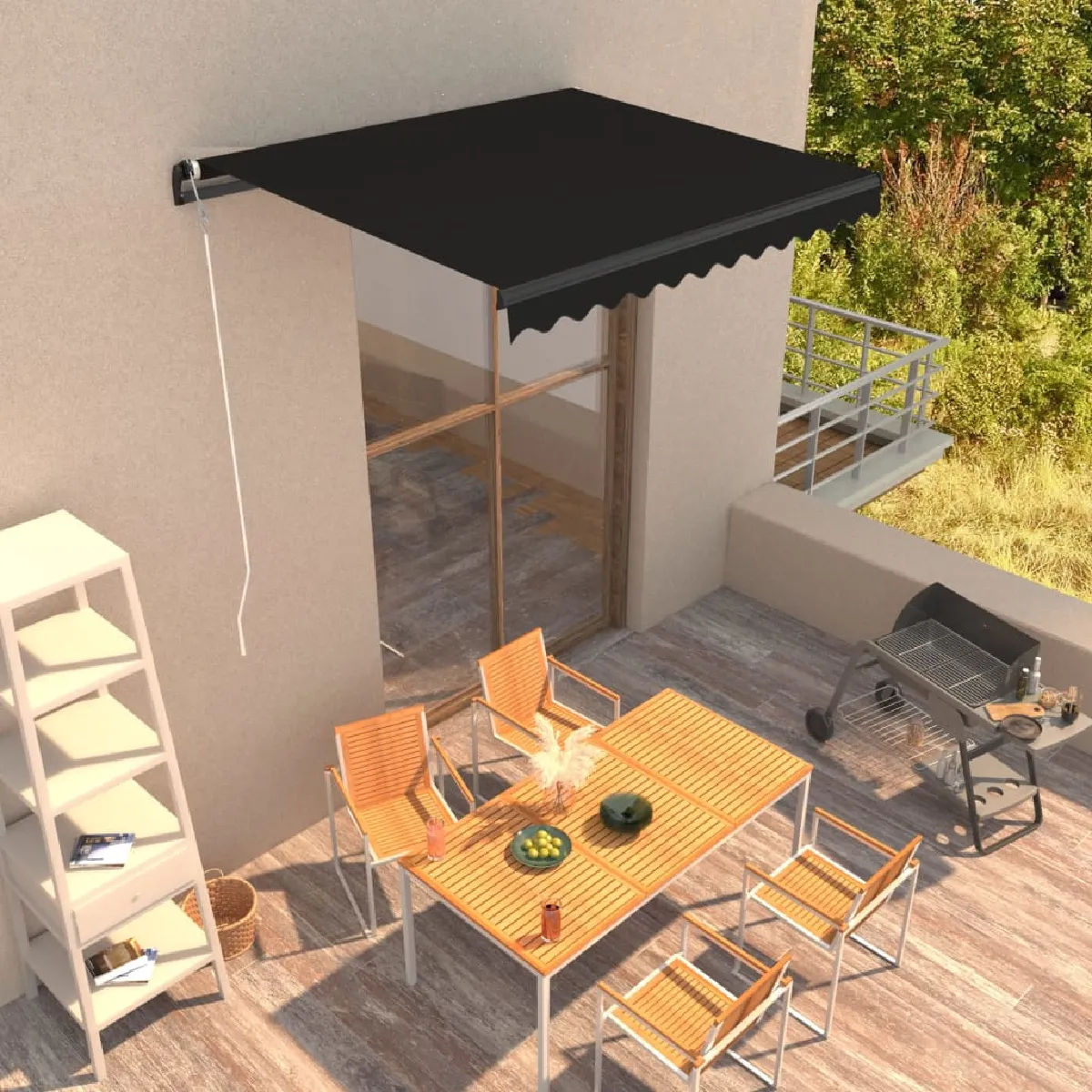 vidaXL Auvent manuel rétractable 300x250 cm Anthracite
