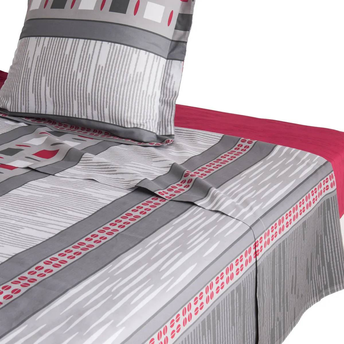 Drap plat imprim&eacute; en lyocell, CORENTIN Gris