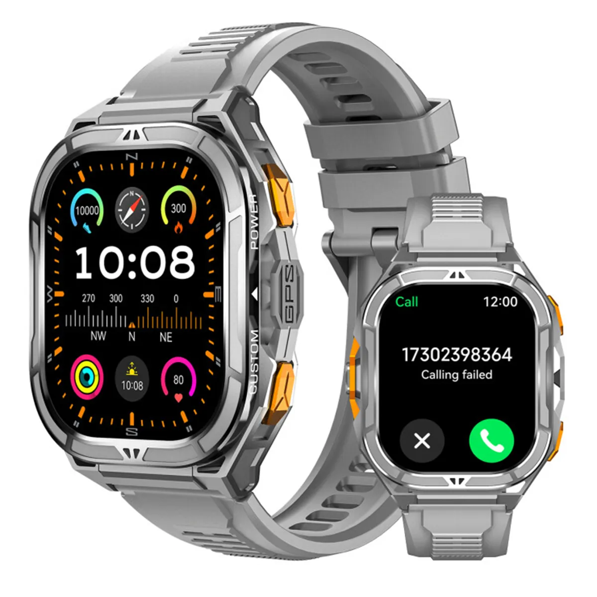 GT 3 Montre intelligente,1.96"" HD,GPS,Etanch&eacute;it&eacute; 5 ATM,SOS-Argent