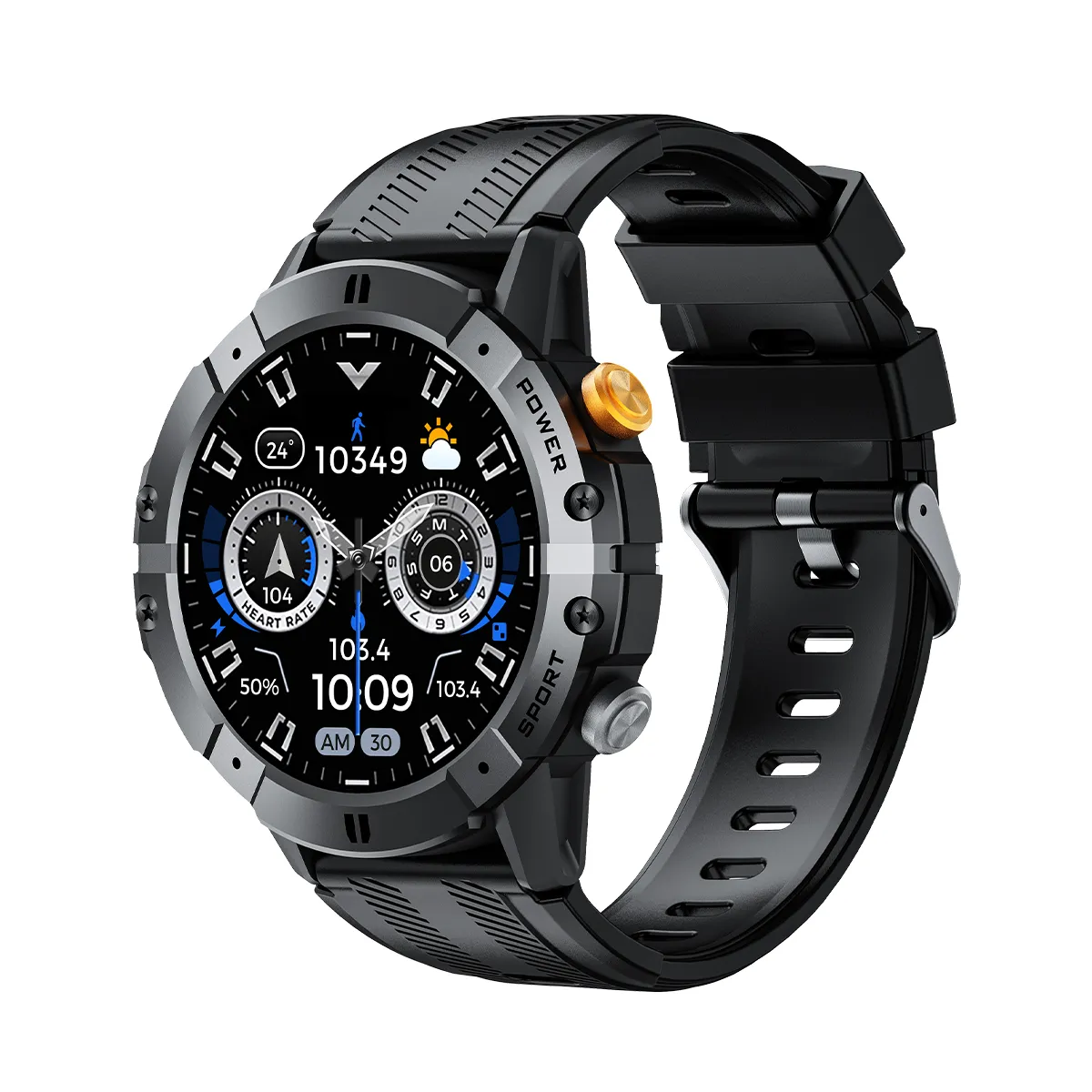 C29 Montre Connect&eacute;e Homme Femme,1.52""TFT Smartwatch ,pour Android iOS-Noir